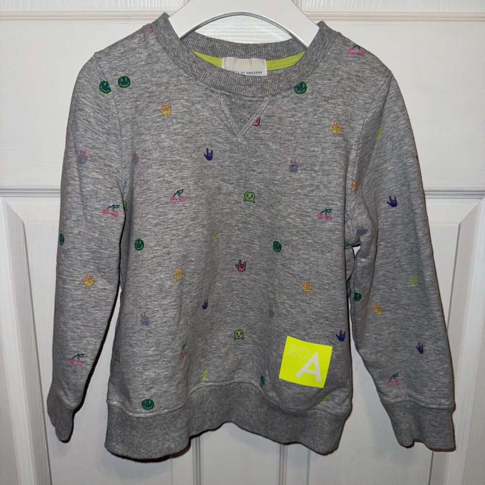 Rockets Of Awesome Girls Gray Sweatshirt Size 7 Crew Neck